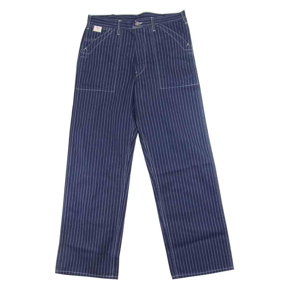 SUGAR CANE シュガーケーン SC40786 WABASH STRIPE ENGINEER PANTS シンチバック ボタンフライ ウォバッシュ ワークパンツ ネイビー系 34【美品】【中古】