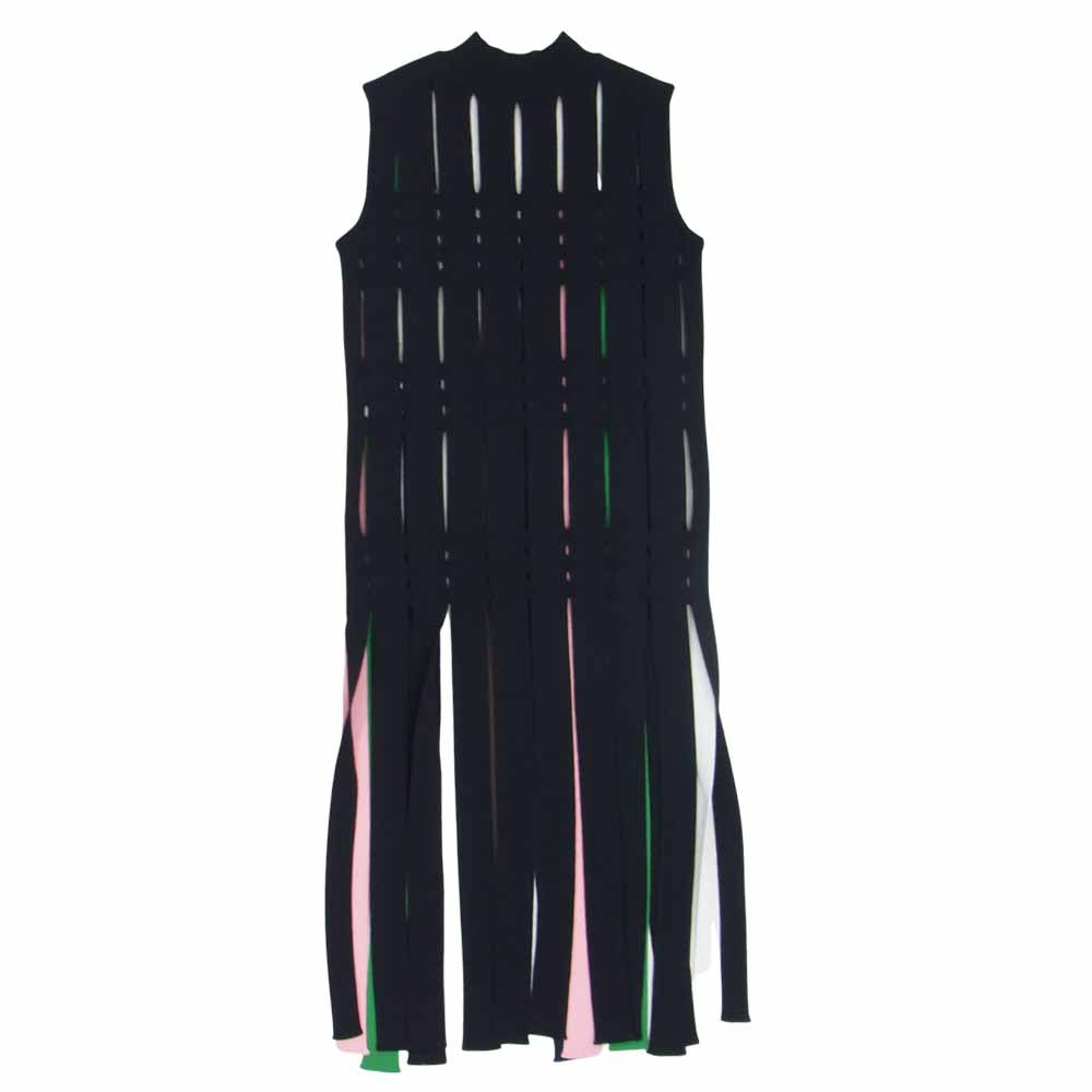 アキラナカ 20AW AP2055-BKM Idalia knit PO マルチストライプ 短冊 ニットドレス マルチカラー系 １【美品】【中古】