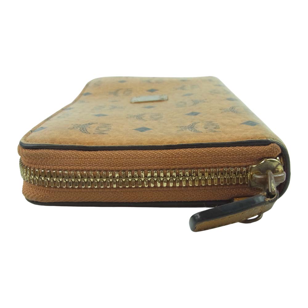 MCM エム・シー・エム F2871 総柄 ラウンドジップ ウォレット 長財布 韓国製 ブラウン系【中古】