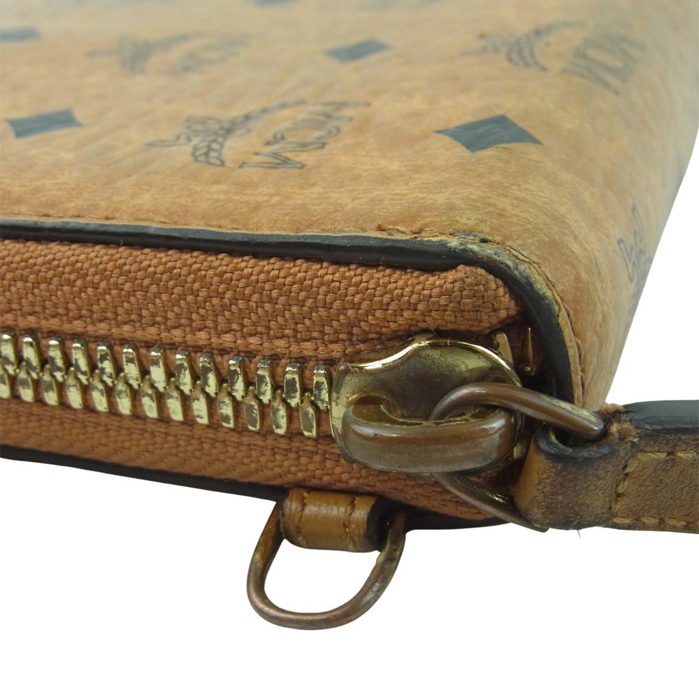 MCM エム・シー・エム F2871 総柄 ラウンドジップ ウォレット 長財布 韓国製 ブラウン系【中古】