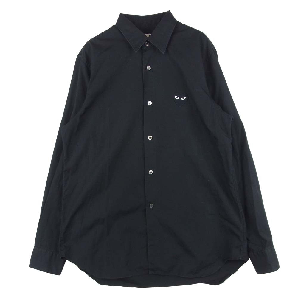 COMME des GARCONS コムデギャルソン AZ-B004 PLAY プレイ AD2016 ハート刺繍 長袖 シャツ ブラック系 S【中古】