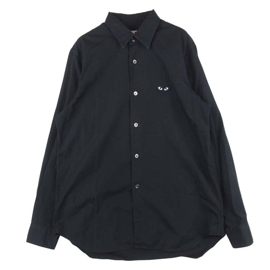 COMME des GARCONS コムデギャルソン AZ-B004 PLAY プレイ AD2016 ハート刺繍 長袖 シャツ ブラック系 S【中古】