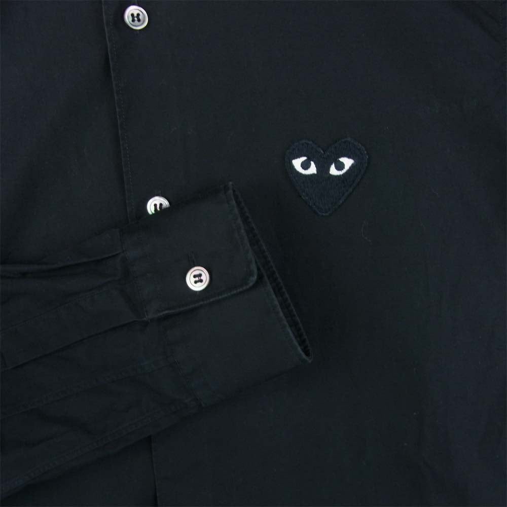 COMME des GARCONS コムデギャルソン AZ-B004 PLAY プレイ AD2016 ハート刺繍 長袖 シャツ ブラック系 S【中古】