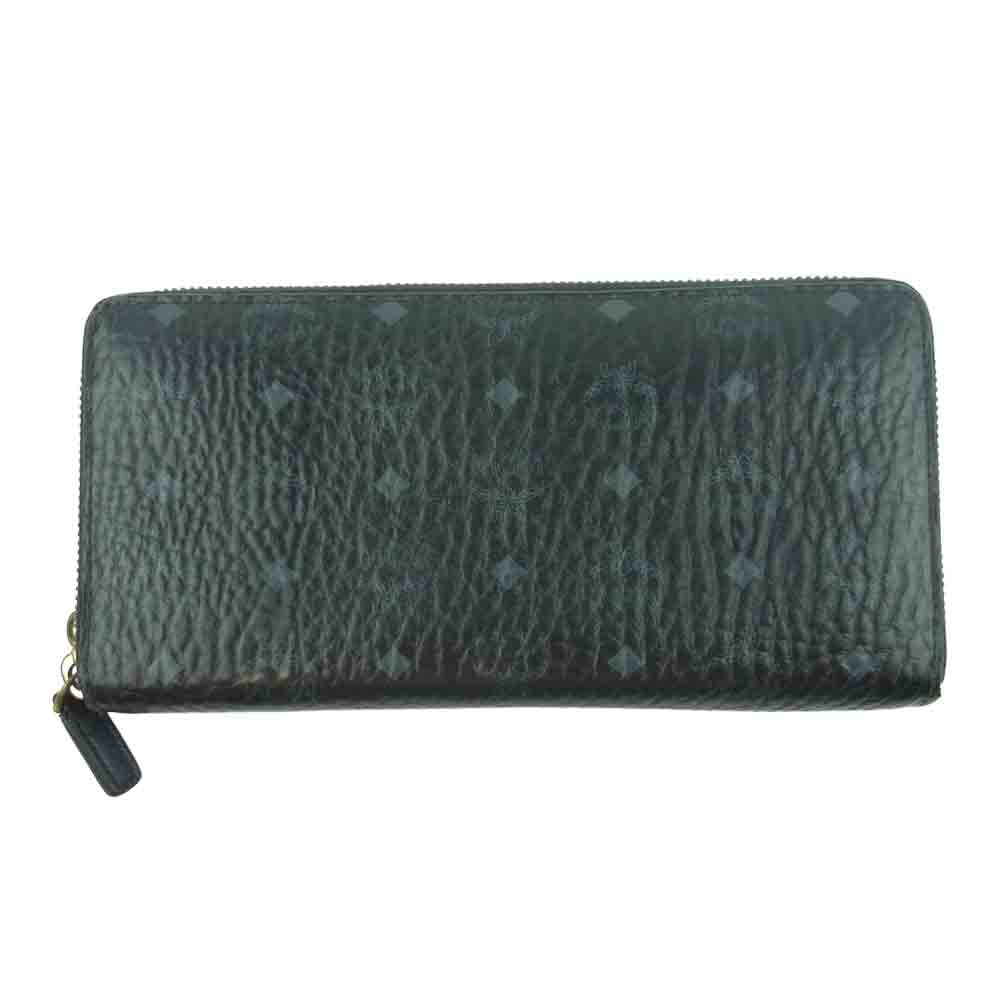 MCM エム・シー・エム ヴィセトス オリジナル ジップアラウンド ウォレット 長財布 韓国製 ブラック系【中古】