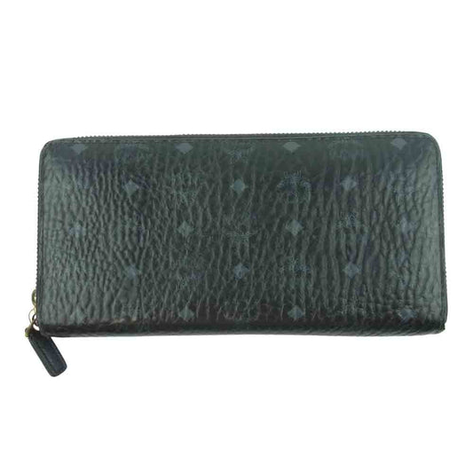 MCM エム・シー・エム ヴィセトス オリジナル ジップアラウンド ウォレット 長財布 韓国製 ブラック系【中古】