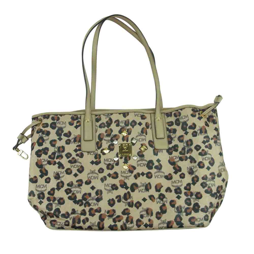 MCM エム・シー・エム LOVELESS ラブレス レオパード トート バッグ 韓国製 ベージュ系【中古】
