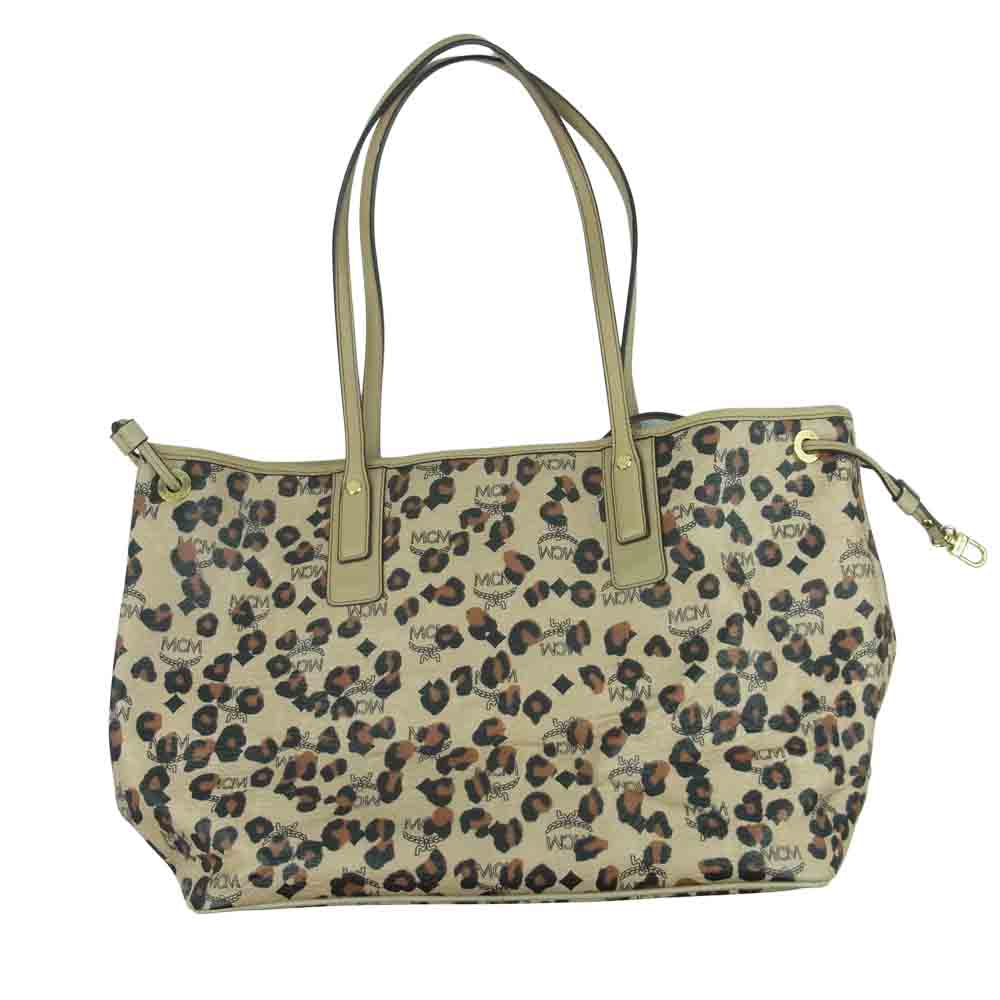 MCM エム・シー・エム LOVELESS ラブレス レオパード トート バッグ 韓国製 ベージュ系【中古】