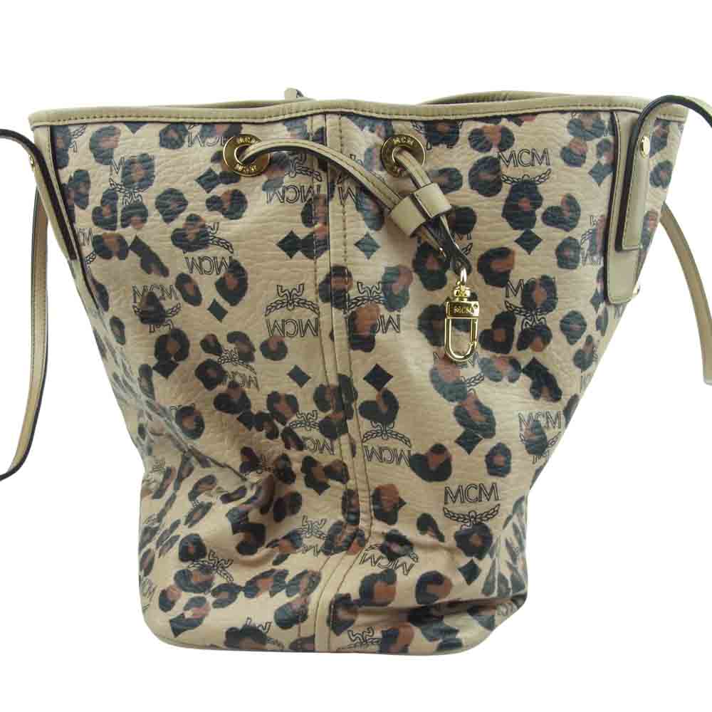 MCM エム・シー・エム LOVELESS ラブレス レオパード トート バッグ 韓国製 ベージュ系【中古】