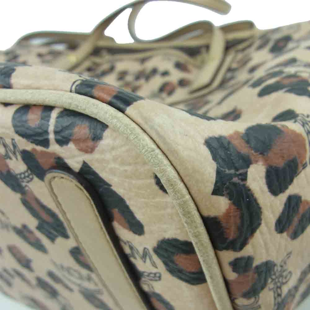 MCM エム・シー・エム LOVELESS ラブレス レオパード トート バッグ 韓国製 ベージュ系【中古】