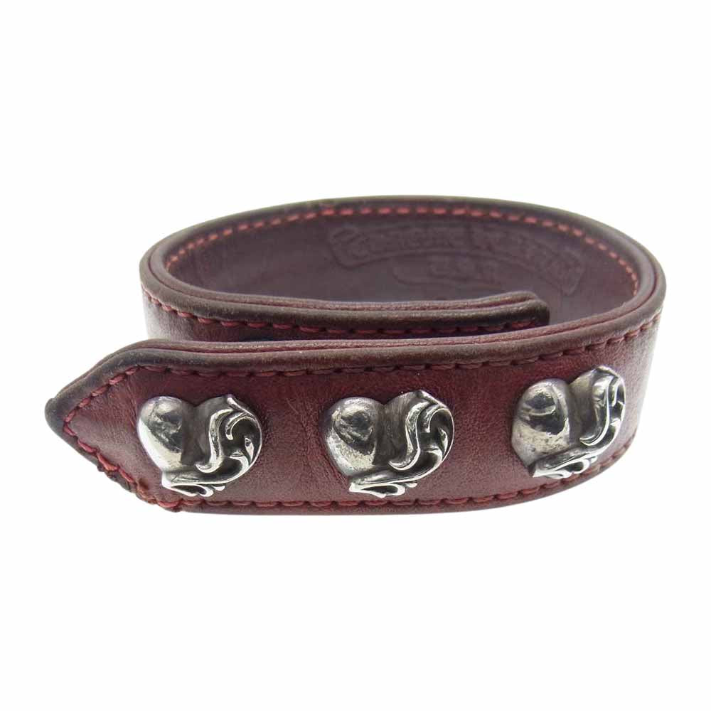 CHROME HEARTS クロムハーツ（原本無） 3BTN 2SNP ハートボタン スナップ ブレスレット ブラウン系【中古】
