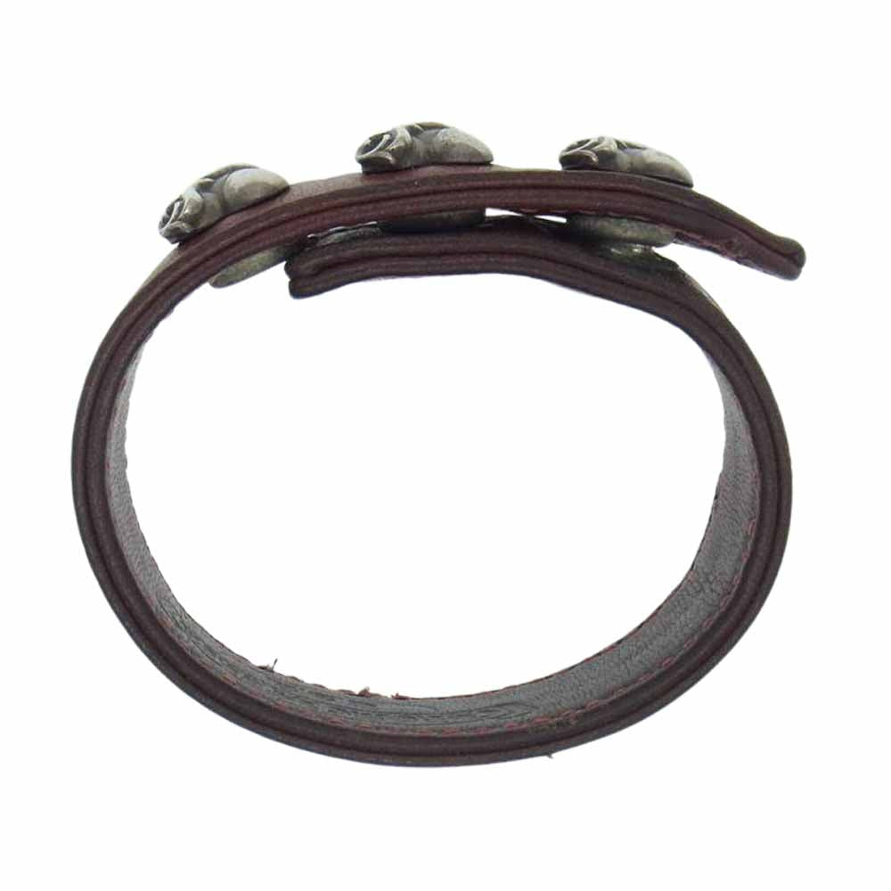 CHROME HEARTS クロムハーツ（原本無） 3BTN 2SNP ハートボタン スナップ ブレスレット ブラウン系【中古】