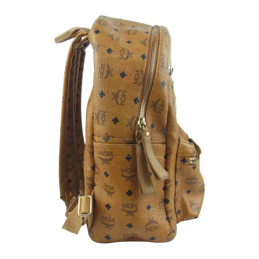 MCM エム・シー・エム MMK 2AVE01 CO001 レザー スタッズ バックパック リュック 韓国製 ブラウン系【中古】