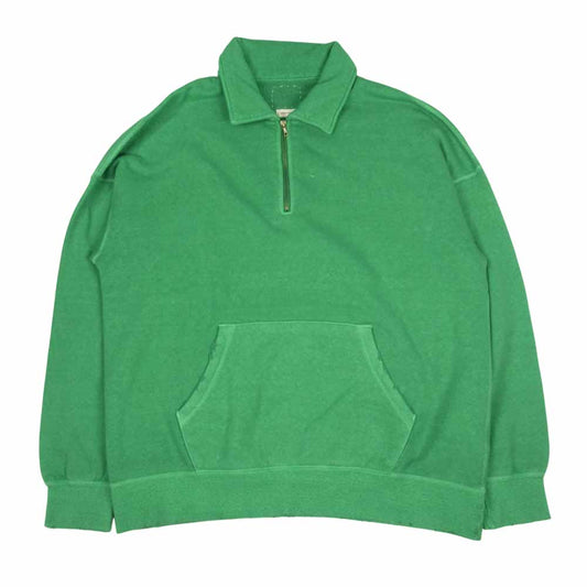 VISVIM ビズビム 0121205010011 JUMBO SWEAT ZIP P.O. UNEVEN DYE ジャンボ スウェット ジップ プルオーバー 加工 グリーン系 1【新古品】【未使用】【中古】