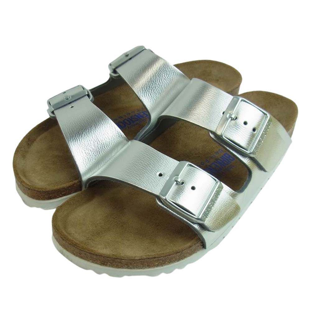 BIRKENSTOCK ビルケンシュトック ARIZONA アリゾナ ベルト ダブルストラップ サンダル シルバー系 37【中古】