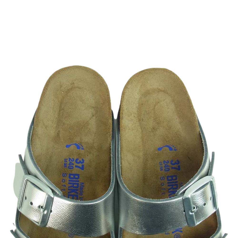 BIRKENSTOCK ビルケンシュトック ARIZONA アリゾナ ベルト ダブルストラップ サンダル シルバー系 37【中古】
