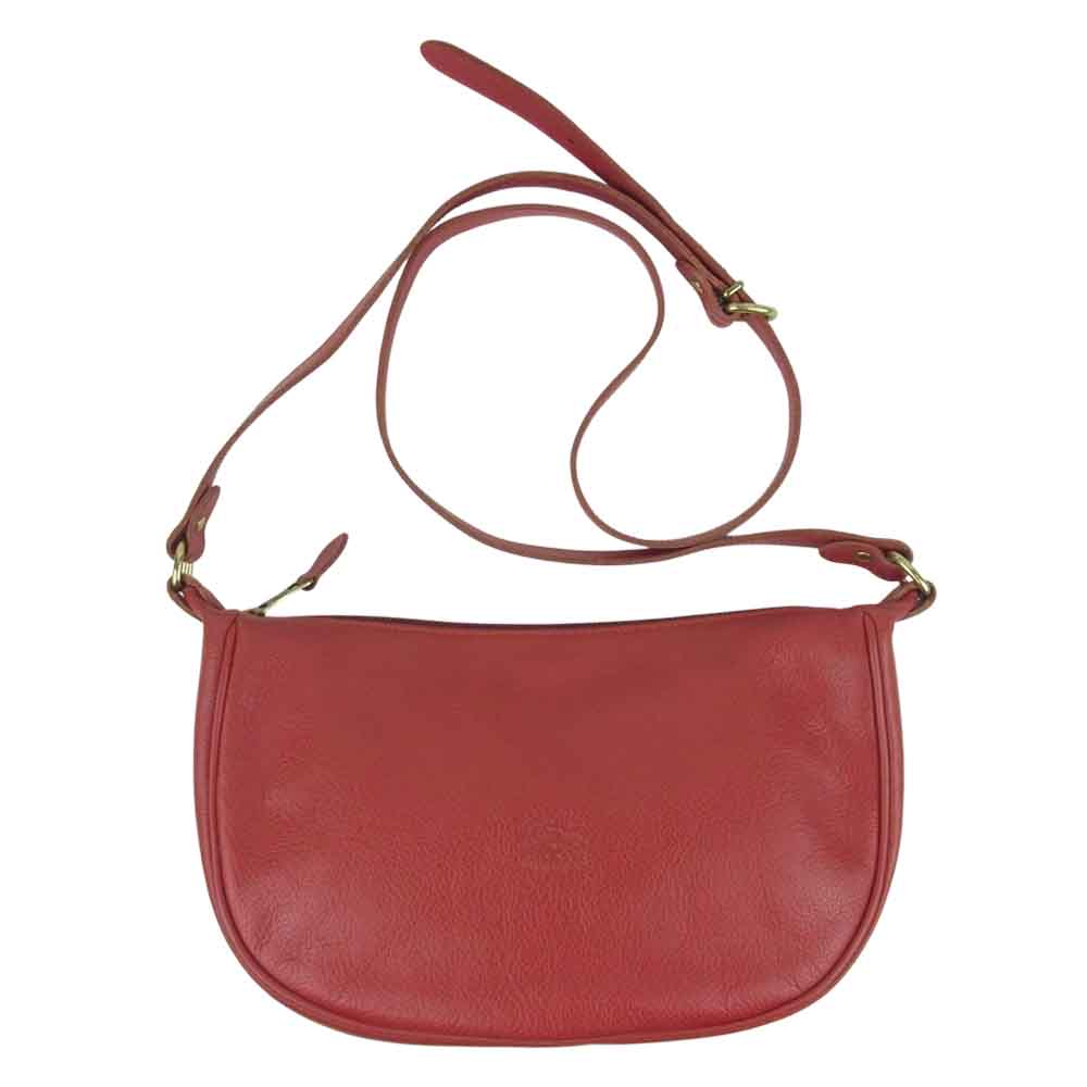IL BISONTE イルビゾンテ 三日月型 レザー ショルダー バッグ イタリア製 レッド系【美品】【中古】
