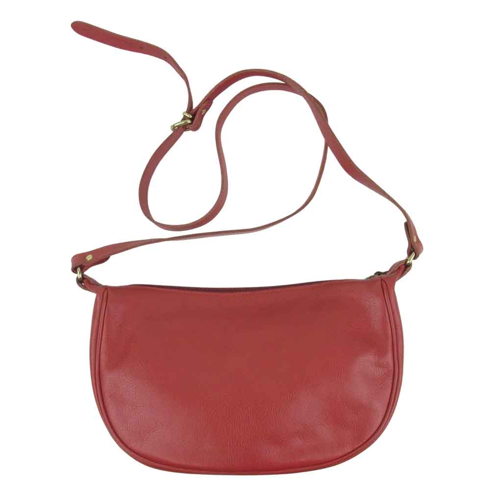 IL BISONTE イルビゾンテ 三日月型 レザー ショルダー バッグ イタリア製 レッド系【美品】【中古】