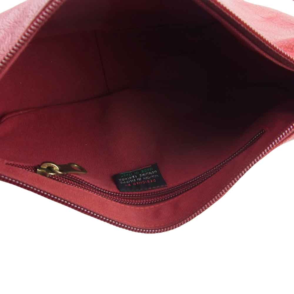 IL BISONTE イルビゾンテ 三日月型 レザー ショルダー バッグ イタリア製 レッド系【美品】【中古】