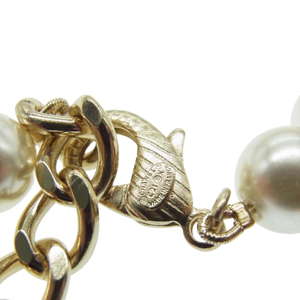 CHANEL シャネル C21K ストラス & コスチューム ココマーク パール ベルト ゴールド系 ホワイト系【中古】