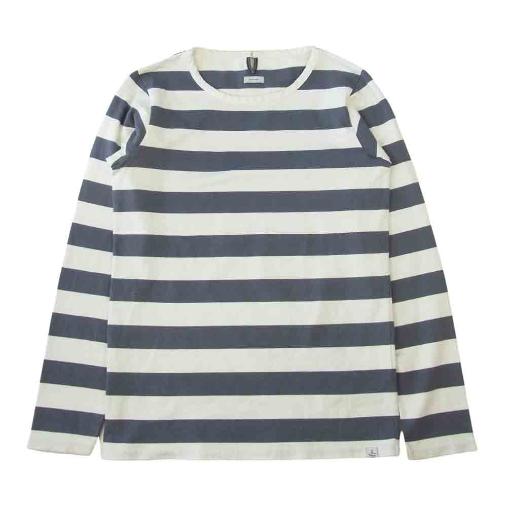 VISVIM ビズビム 14AW 0114205010034 BORDER CREW L/S ボーダー クルー  長袖 グレー系 ホワイト系 1【中古】