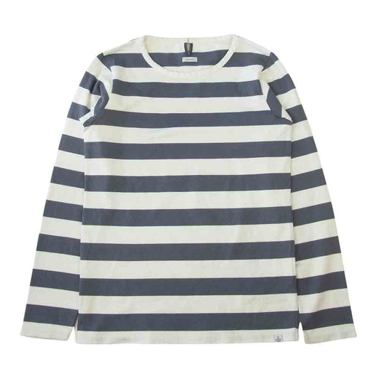 VISVIM ビズビム 14AW 0114205010034 BORDER CREW L/S ボーダー クルー  長袖 グレー系 ホワイト系 1【中古】