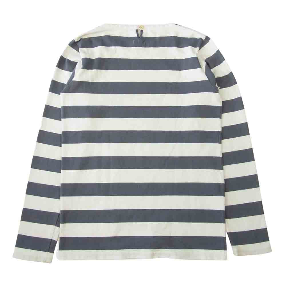 VISVIM ビズビム 14AW 0114205010034 BORDER CREW L/S ボーダー クルー  長袖 グレー系 ホワイト系 1【中古】