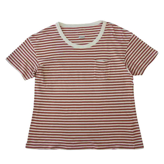 VISVIM ビズビム 0117205010025 JUMBO TEE S/S BORDER ボーダー Tシャツ 半袖 ホワイト系 エンジ系 2【中古】