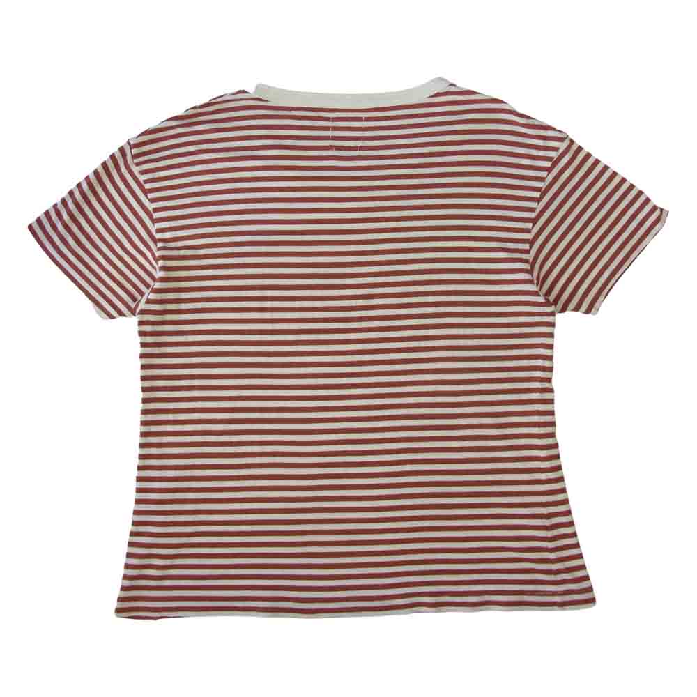VISVIM ビズビム 0117205010025 JUMBO TEE S/S BORDER ボーダー Tシャツ 半袖 ホワイト系 エンジ系 2【中古】