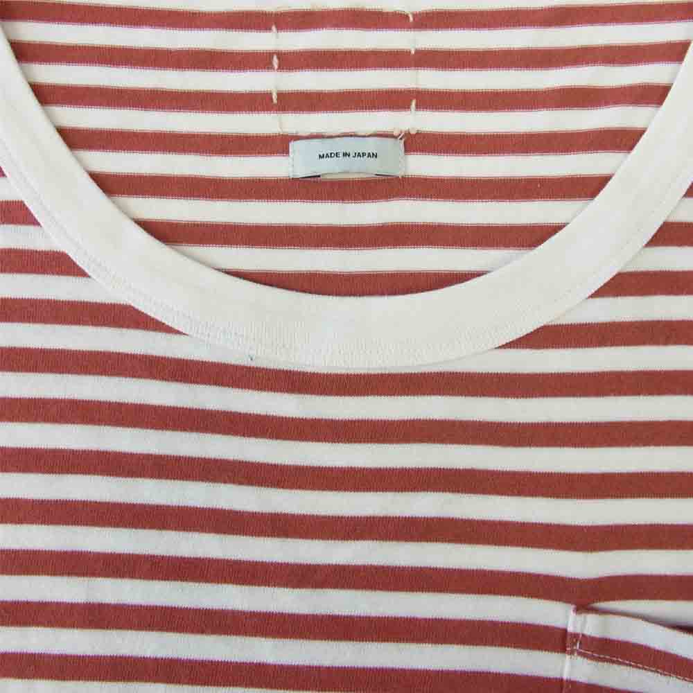 VISVIM ビズビム 0117205010025 JUMBO TEE S/S BORDER ボーダー Tシャツ 半袖 ホワイト系 エンジ系 2【中古】