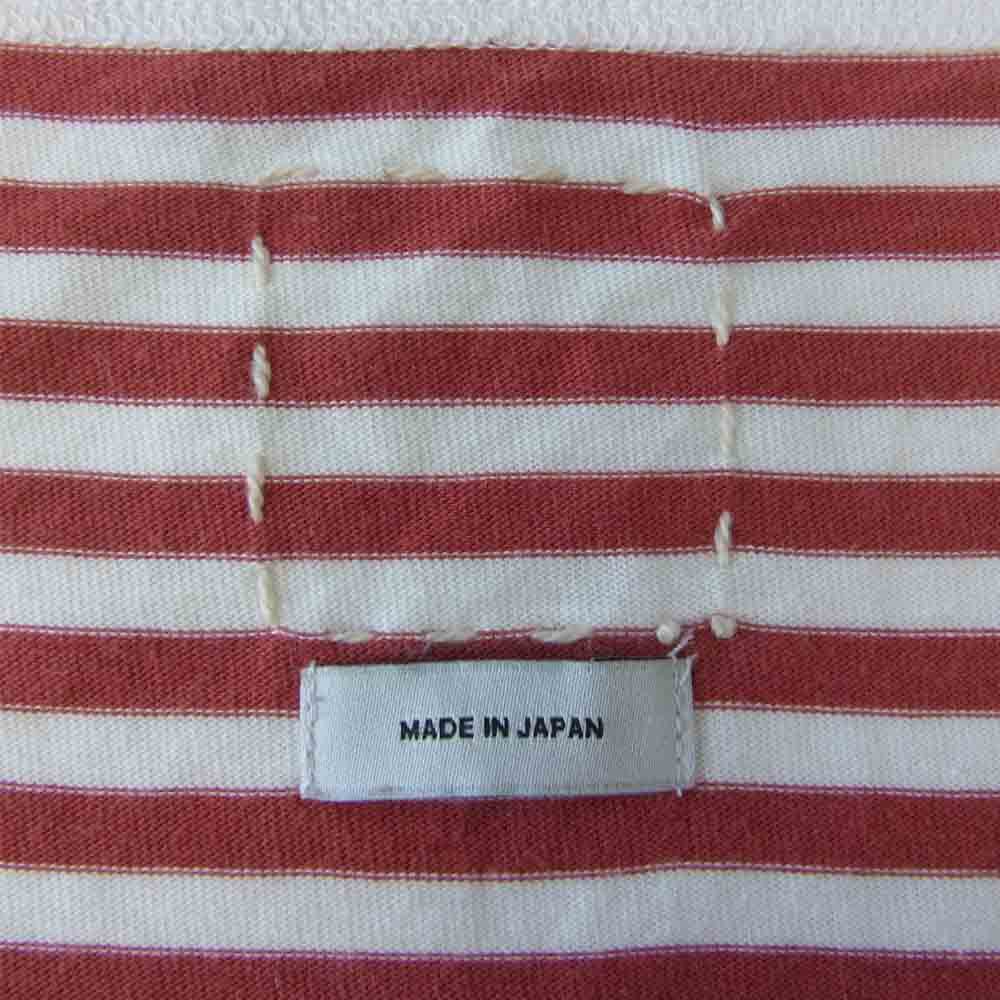 VISVIM ビズビム 0117205010025 JUMBO TEE S/S BORDER ボーダー Tシャツ 半袖 ホワイト系 エンジ系 2【中古】
