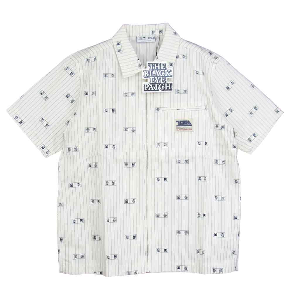 ブラックアイパッチ BEPSS21TP20 TRAICHI HALF ZIP WORK SHIRT 寅壱 半袖 ワーク シャツ ホワイト系 M【新古品】【未使用】【中古】