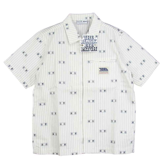 ブラックアイパッチ BEPSS21TP20 TRAICHI HALF ZIP WORK SHIRT 寅壱 半袖 ワーク シャツ ホワイト系 M【新古品】【未使用】【中古】
