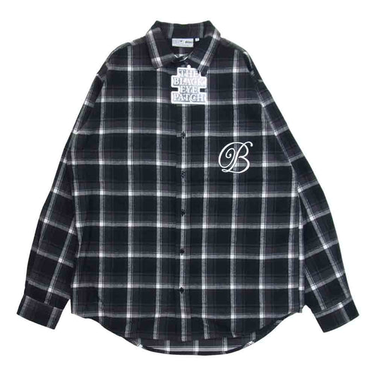 ブラックアイパッチ BEPFW21TP05 B EMBLEM FLANNEL SHIRTS エンブレム フランネル シャツ 長袖 ブラック系 L【新古品】【未使用】【中古】