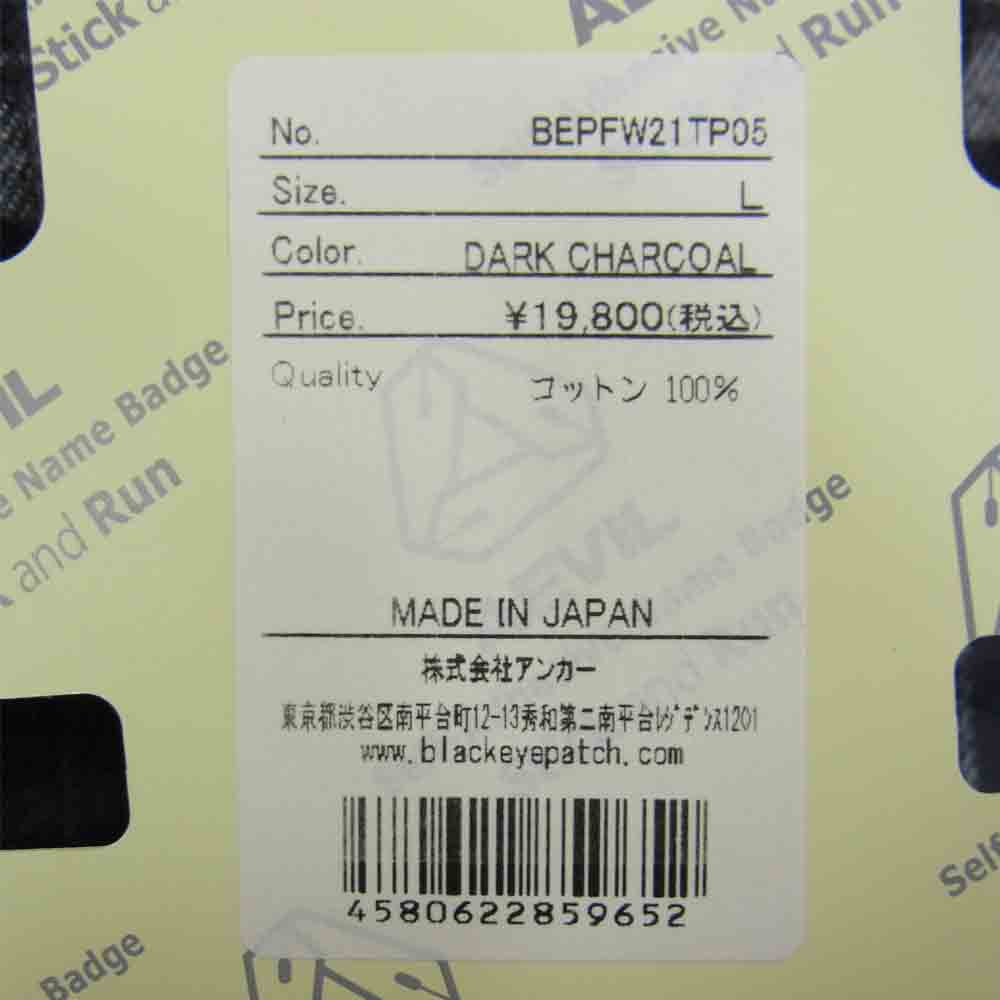 ブラックアイパッチ BEPFW21TP05 B EMBLEM FLANNEL SHIRTS エンブレム フランネル シャツ 長袖 ブラック系 L【新古品】【未使用】【中古】