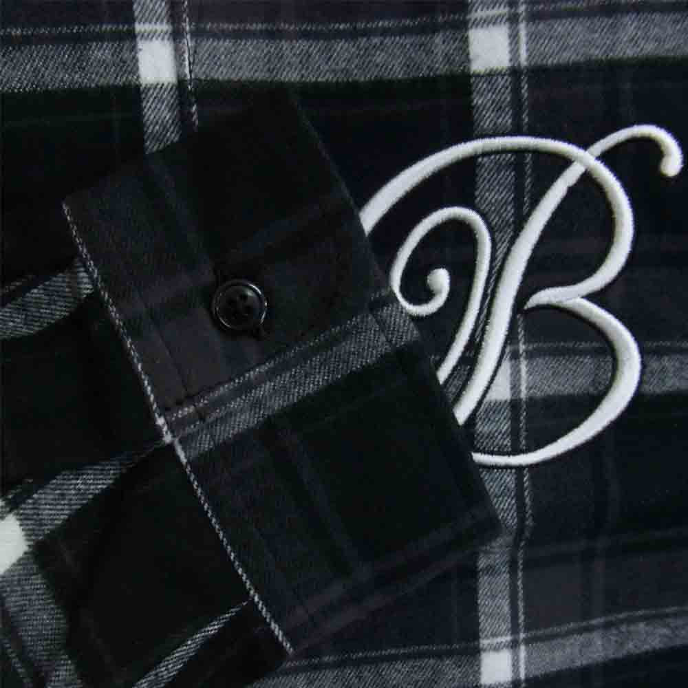 ブラックアイパッチ BEPFW21TP05 B EMBLEM FLANNEL SHIRTS エンブレム フランネル シャツ 長袖 ブラック系 L【新古品】【未使用】【中古】