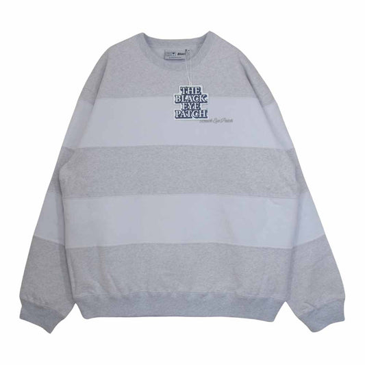 ブラックアイパッチ BEPFW21TP24 ROYAL SCRIPT BORDERED CREW SWEAT ボーダー クルー スウェット グレー系 M【新古品】【未使用】【中古】