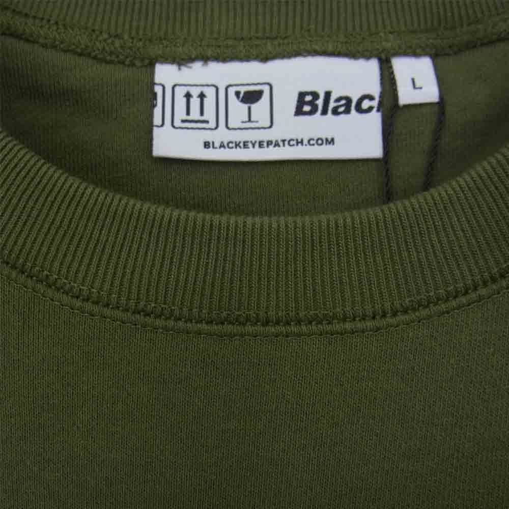 ブラックアイパッチ BEPSS21TP16 HANDLE WITH CARE CREW SWEAT クルー スウェット カーキ系 L【新古品】【未使用】【中古】