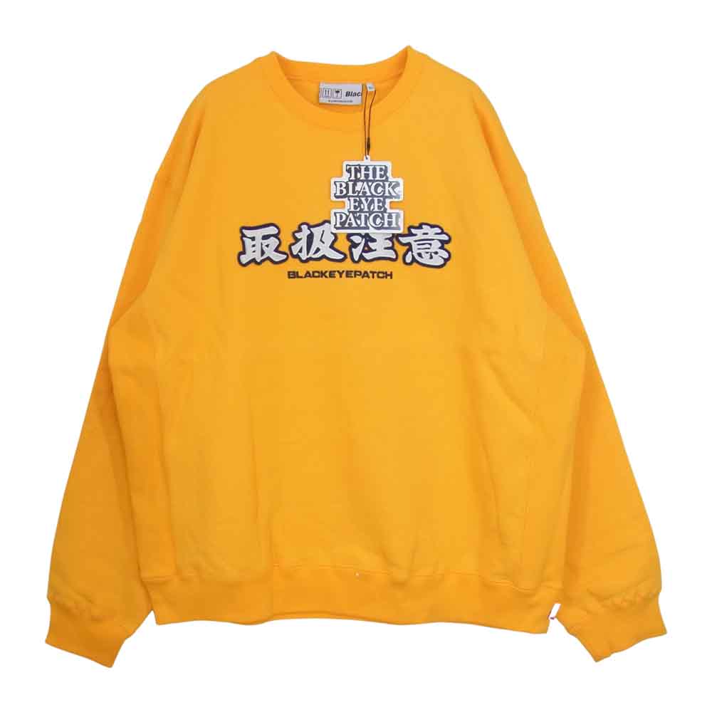 ブラックアイパッチ BEPFW21TP09 HANDLE WITHCARE CREW SWEAT クルー イエロー系 XL【新古品】【未使用】【中古】