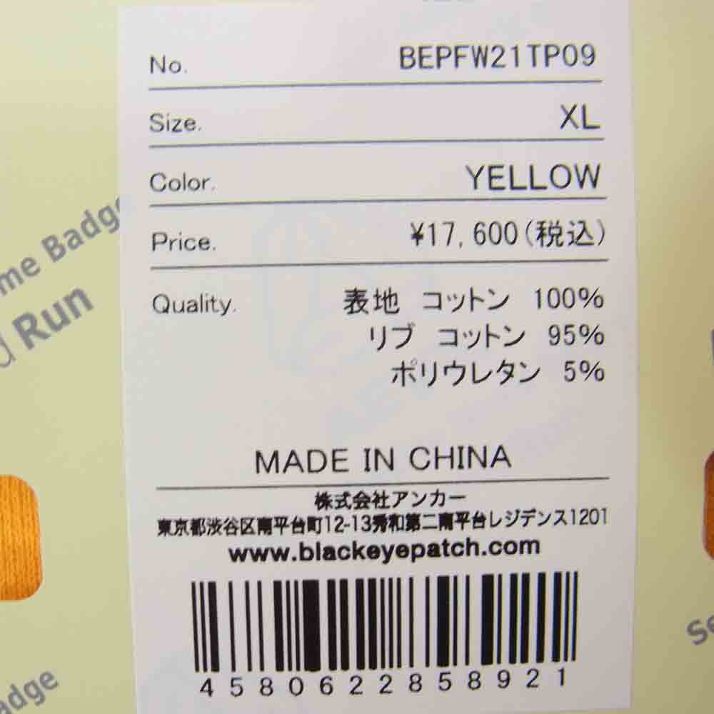 ブラックアイパッチ BEPFW21TP09 HANDLE WITHCARE CREW SWEAT クルー イエロー系 XL【新古品】【未使用】【中古】