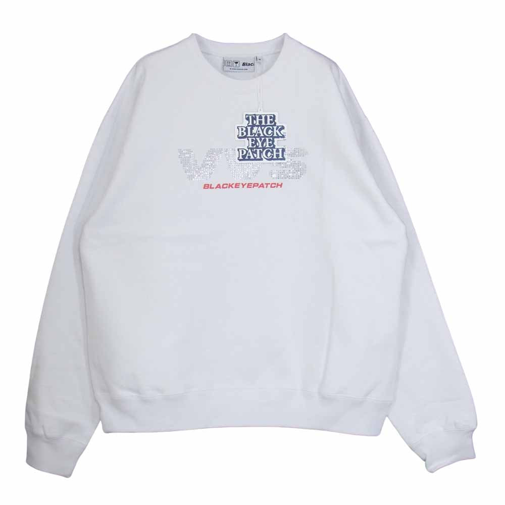 ブラックアイパッチ BEPFW21TP18 VVS RHINESTONE CREW SWEAT ライン ストーン スウェット ホワイト系 M【新古品】【未使用】【中古】