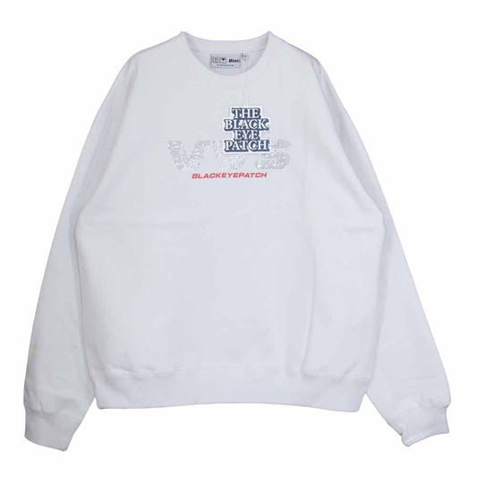 ブラックアイパッチ BEPFW21TP18 VVS RHINESTONE CREW SWEAT ライン ストーン スウェット ホワイト系 M【新古品】【未使用】【中古】
