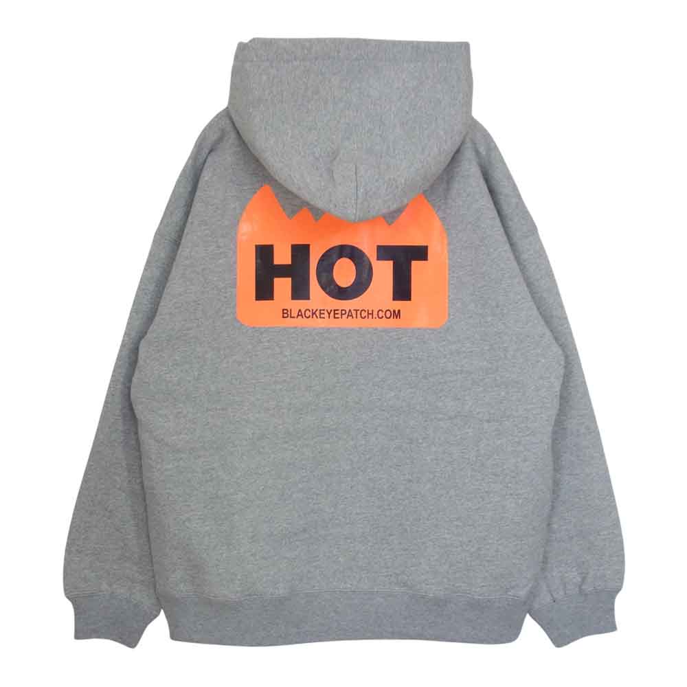 ブラックアイパッチ BEPFW20TP23 HOT LABEL HOODIE ホット ラベル フーディー グレー系 L【新古品】【未使用】【中古】