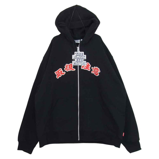 ブラックアイパッチ BEPFW21TP25 HANDLE WITH CARE ZIP HOODIE フルジップ スウェット パーカー ブラック系 XL【新古品】【未使用】【中古】
