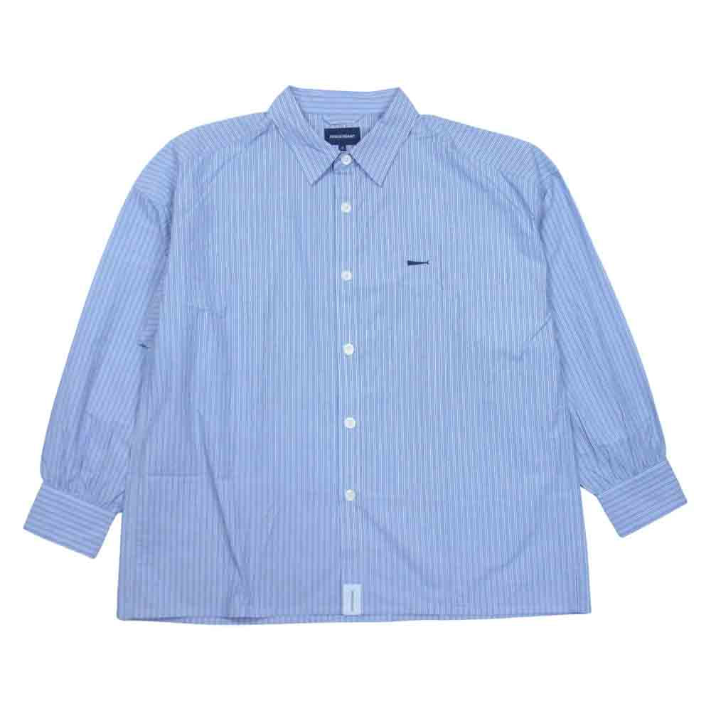 DESCENDANT ディセンダント 212brds-shm04 OCEAN STRIPE LS オーシャン ストライプ シャツ ブルー系 2【美品】【中古】