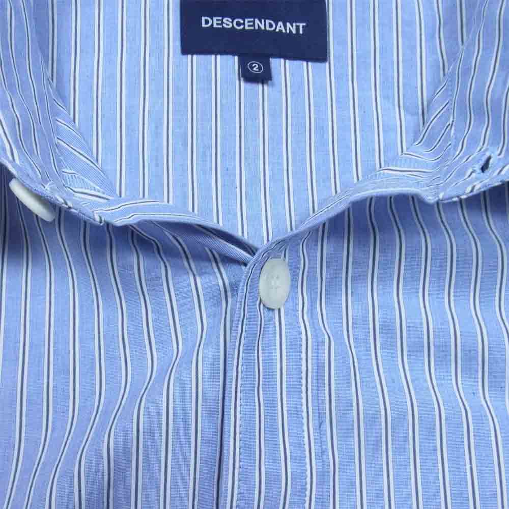 DESCENDANT ディセンダント 212brds-shm04 OCEAN STRIPE LS オーシャン ストライプ シャツ ブルー系 2【美品】【中古】