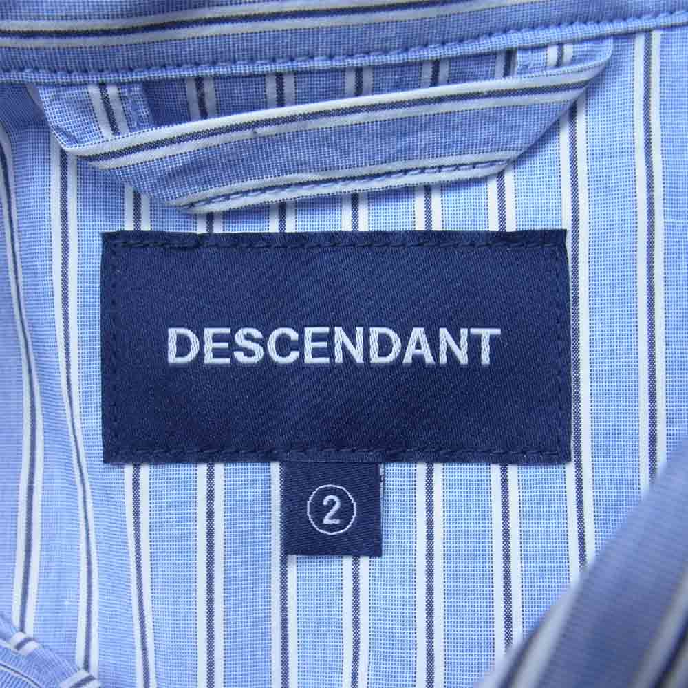 DESCENDANT ディセンダント 212brds-shm04 OCEAN STRIPE LS オーシャン ストライプ シャツ ブルー系 2【美品】【中古】