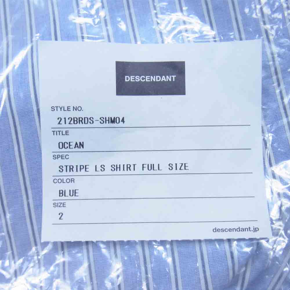 DESCENDANT ディセンダント 212brds-shm04 OCEAN STRIPE LS オーシャン ストライプ シャツ ブルー系 2【美品】【中古】