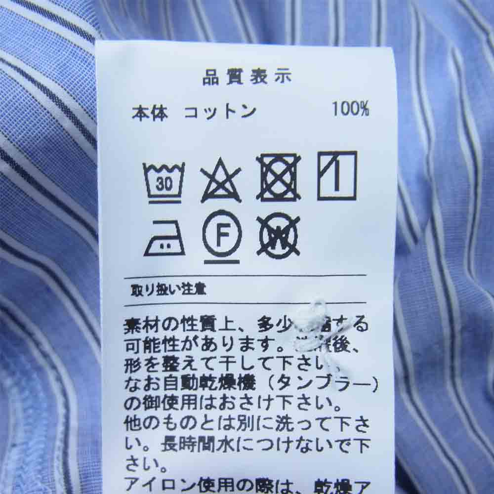 DESCENDANT ディセンダント 212brds-shm04 OCEAN STRIPE LS オーシャン ストライプ シャツ ブルー系 2【美品】【中古】