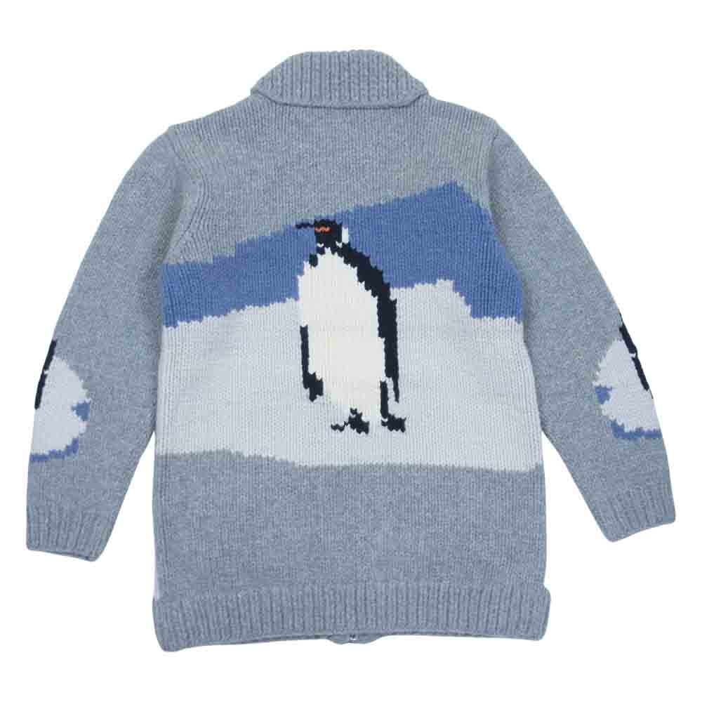 DESCENDANT ディセンダント 18AW 182MADS-KNM03 MANCHOT COWICHAN KNIT ペンギン柄 カウチン ジップアップ グレー系 M【極上美品】【中古】