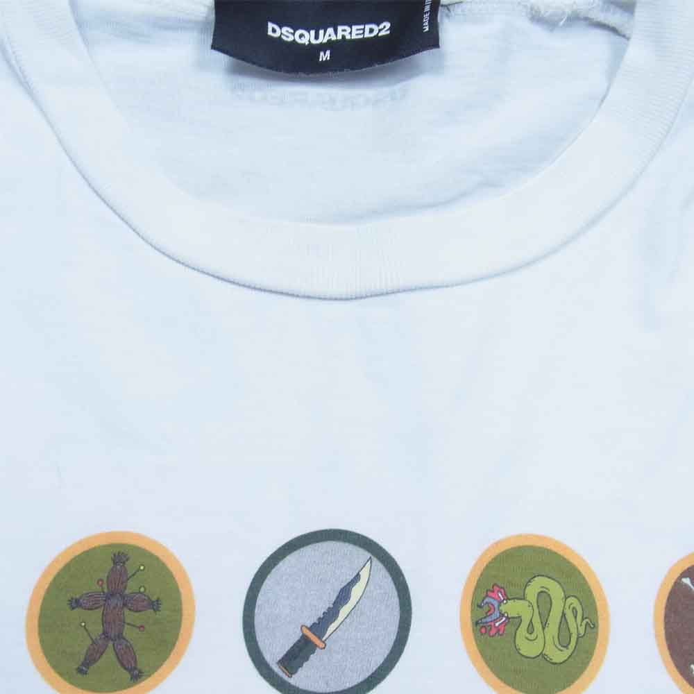 DSQUARED2 ディースクエアード S74GD0381 マルチプリント 半袖Ｔシャツ イタリア製 ホワイト系 M【中古】